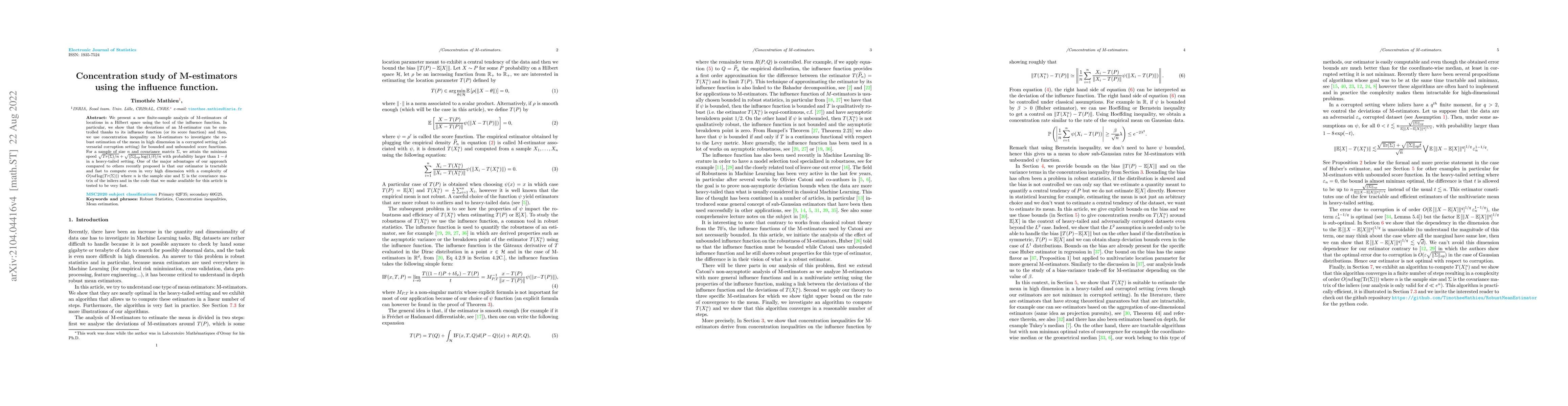 Thumbnail for Concentration study of M-estimators using the influence function