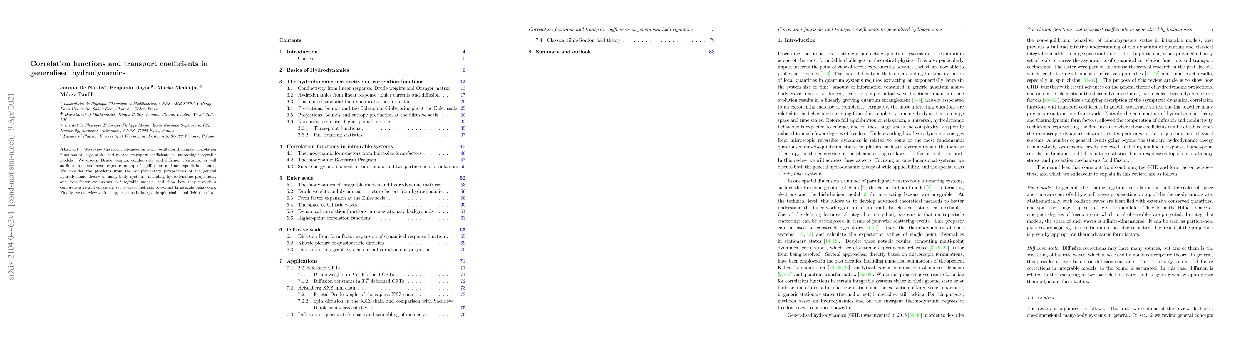 Thumbnail for Correlation functions and transport coefficients in generalised
  hydrodynamics