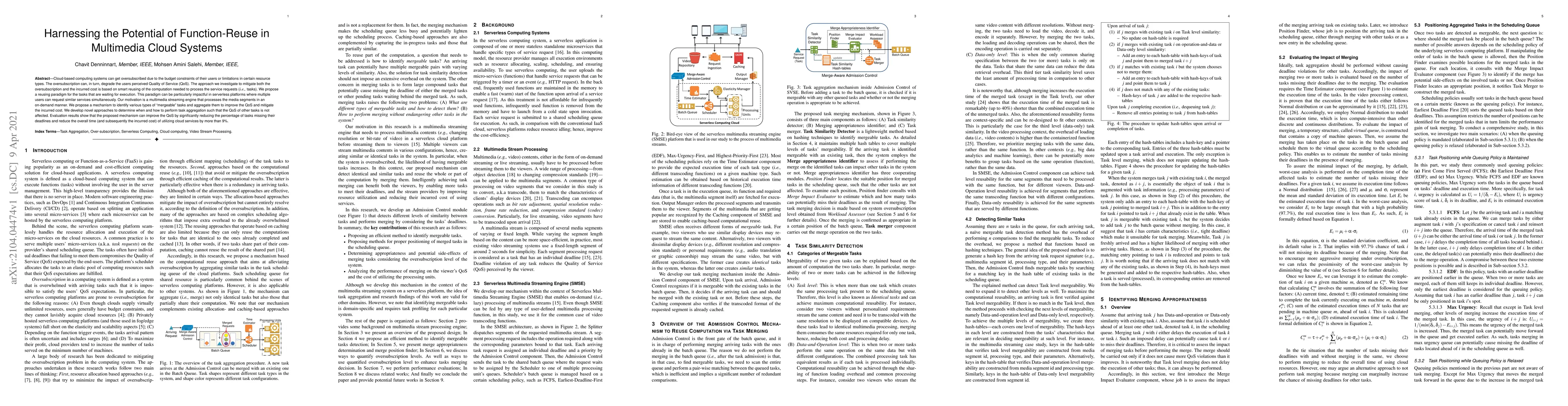 Thumbnail for Harnessing the Potential of Function-Reuse in Multimedia Cloud Systems