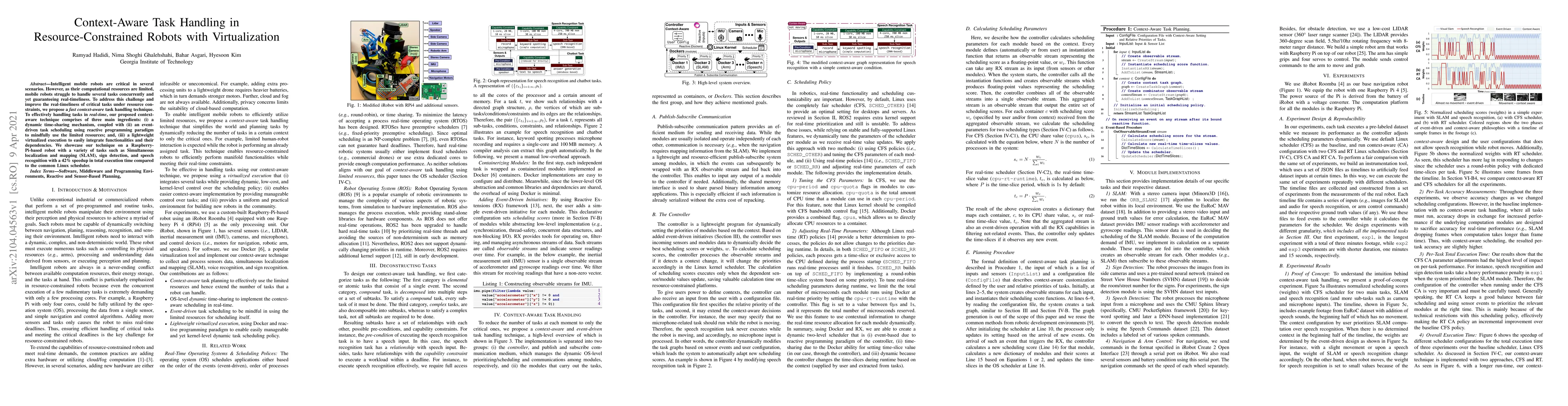 Thumbnail for Context-Aware Task Handling in Resource-Constrained Robots with
  Virtualization