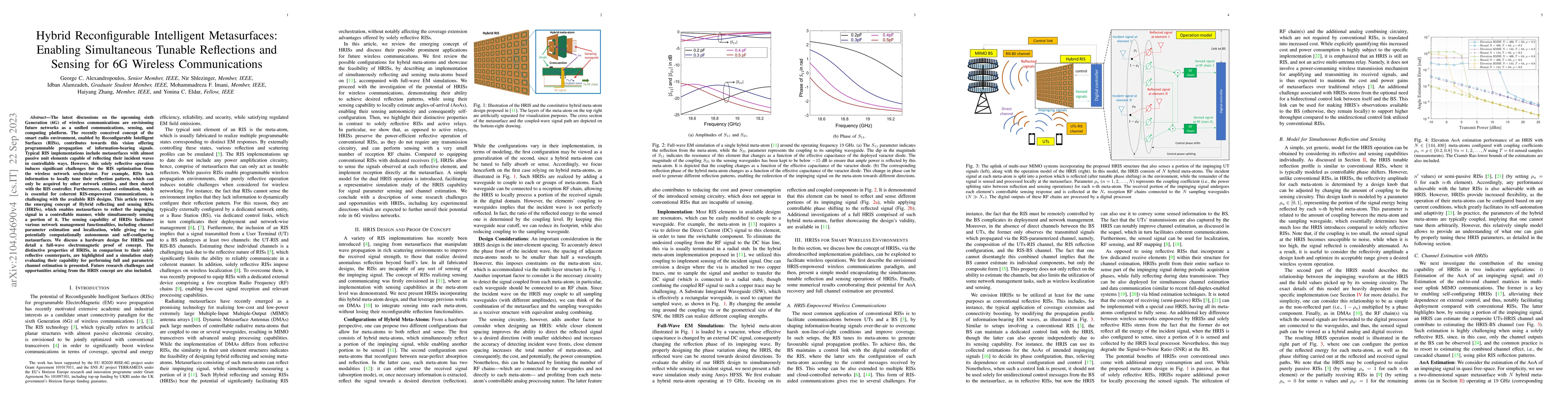 Thumbnail for Hybrid Reconfigurable Intelligent Metasurfaces: Enabling Simultaneous
  Tunable Reflections and Sensing for 6G Wireless Communications