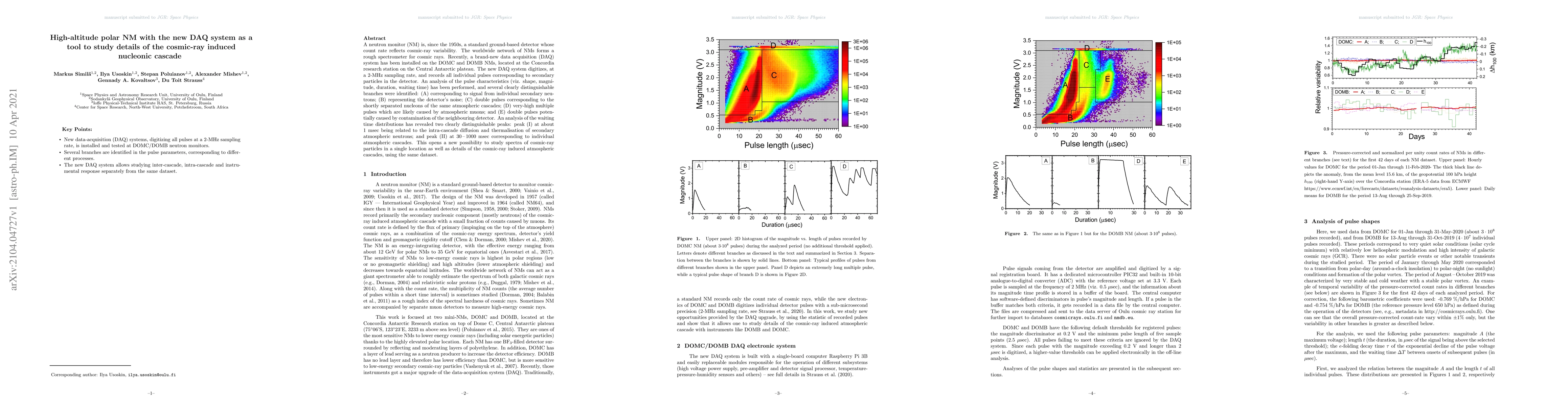 Thumbnail for High-altitude polar NM with the new DAQ system as a tool to study
  details of the cosmic-ray induced nucleonic cascade