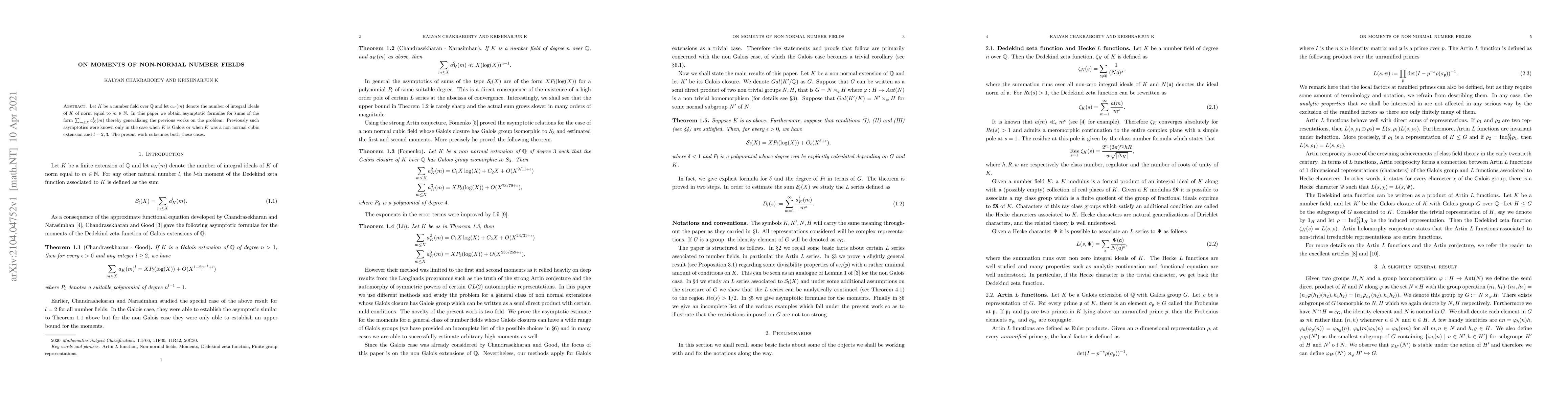 Thumbnail for On Moments of non-normal number fields