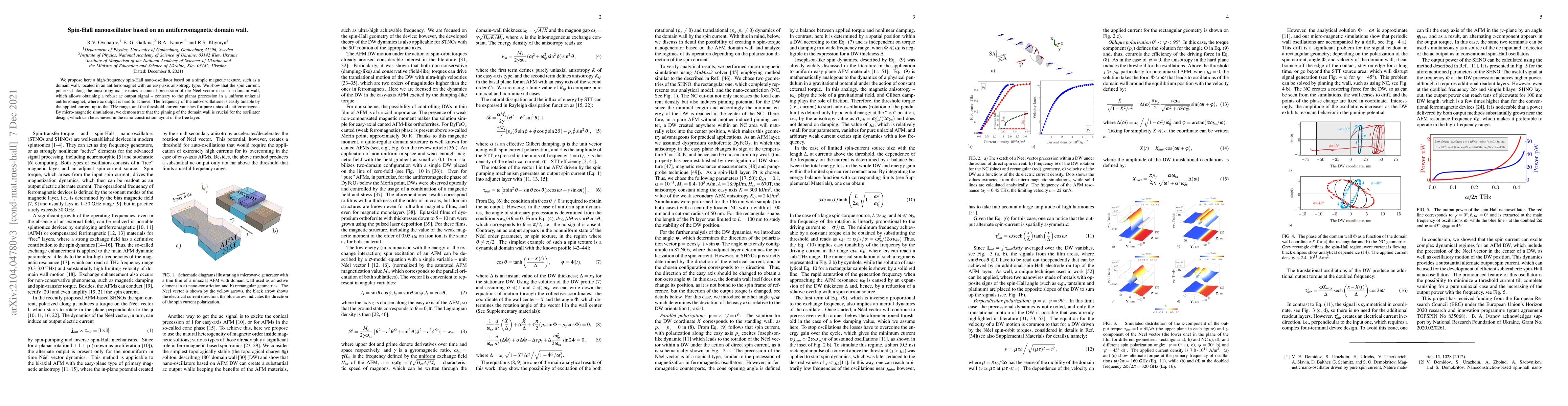 Thumbnail for Spin-Hall nanooscillator based on an antiferromagnetic domain wall