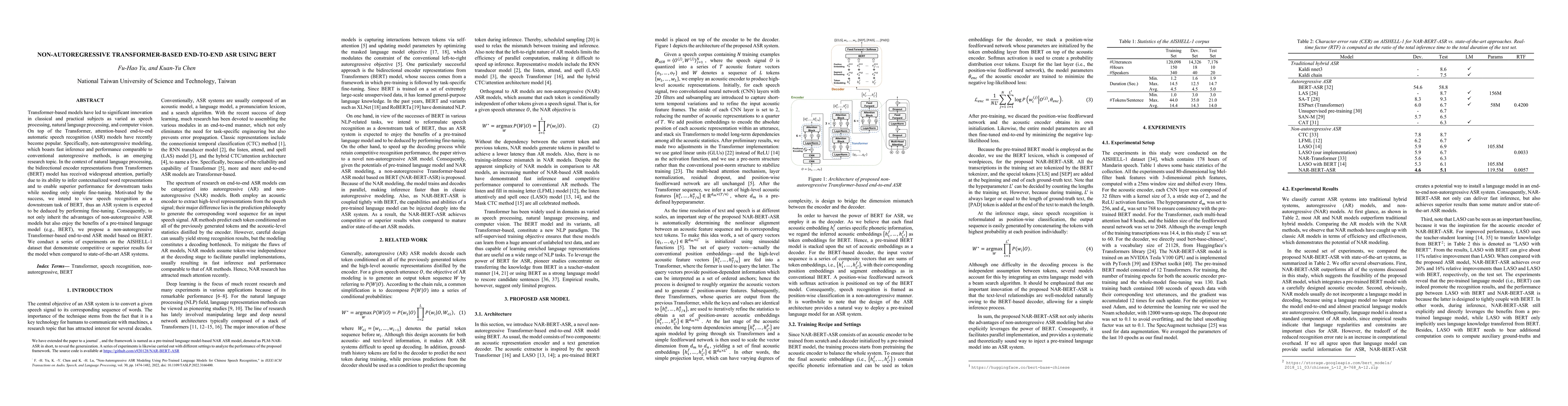 Thumbnail for Non-autoregressive Transformer-based End-to-end ASR using BERT