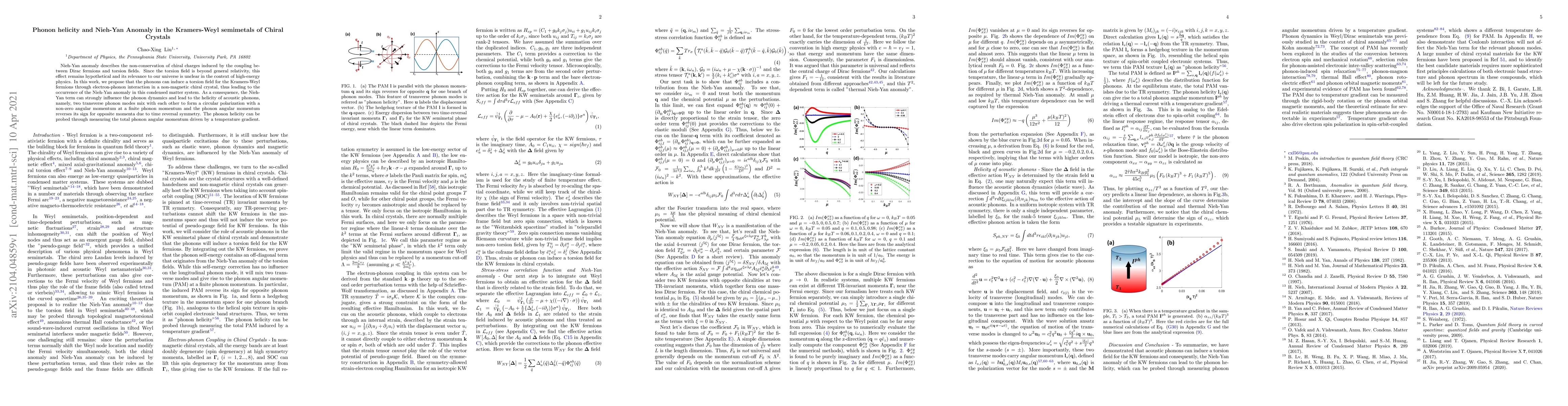 Thumbnail for Phonon helicity and Nieh-Yan Anomaly in the Kramers-Weyl semimetals of
  Chiral Crystals
