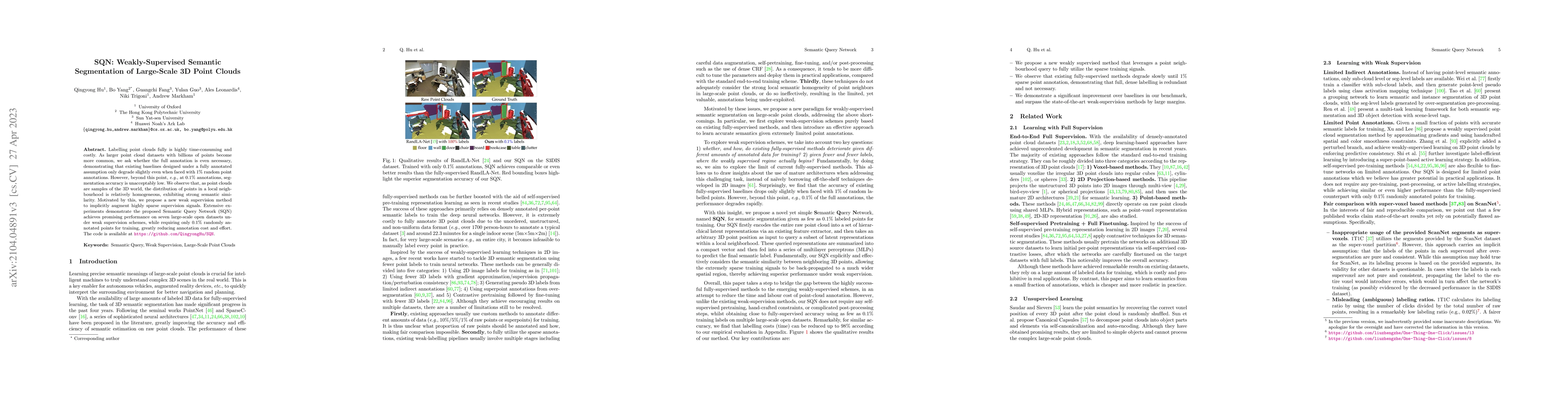 Thumbnail for SQN: Weakly-Supervised Semantic Segmentation of Large-Scale 3D Point
  Clouds