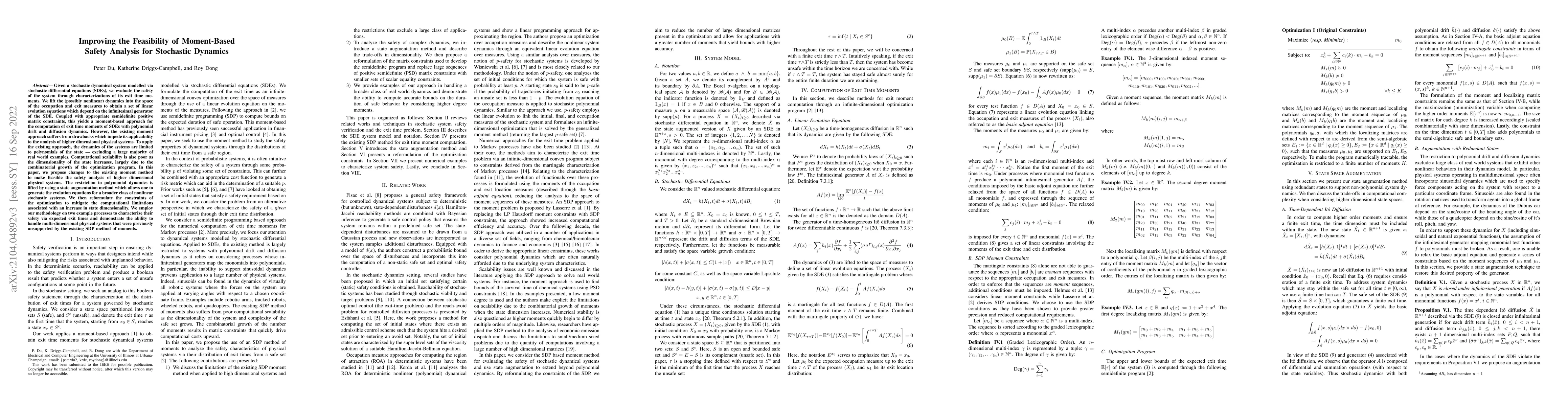 Thumbnail for Improving the Feasibility of Moment-Based Safety Analysis for Stochastic
  Dynamics