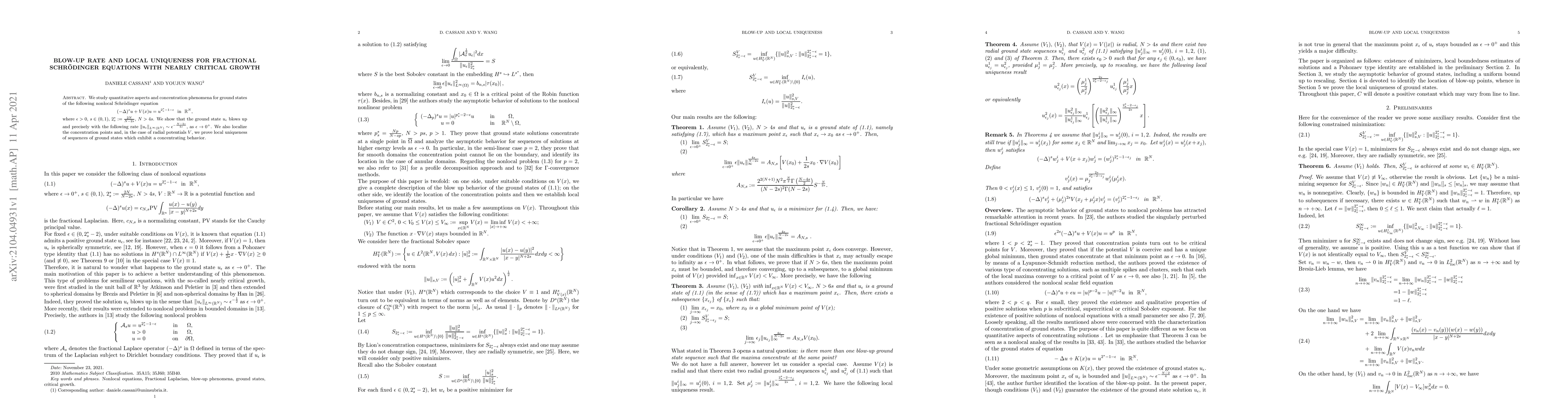 Thumbnail for Blow-up rate and local uniqueness for fractional Schr\"odinger equations
  with nearly critical growth