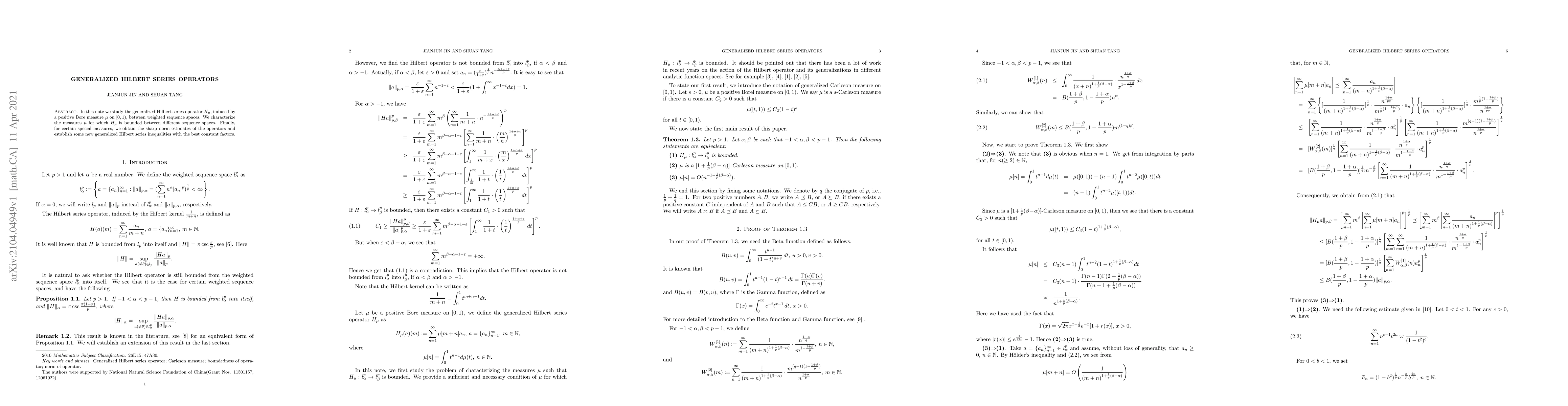 Thumbnail for Generalized Hilbert series operators