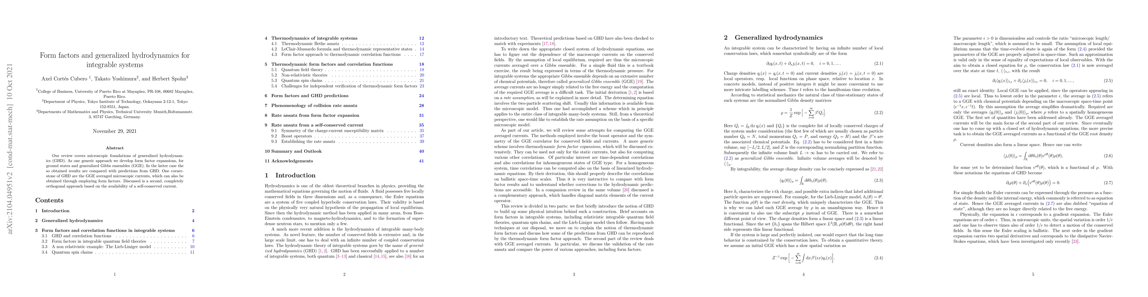 Thumbnail for Form factors and generalized hydrodynamics for integrable systems