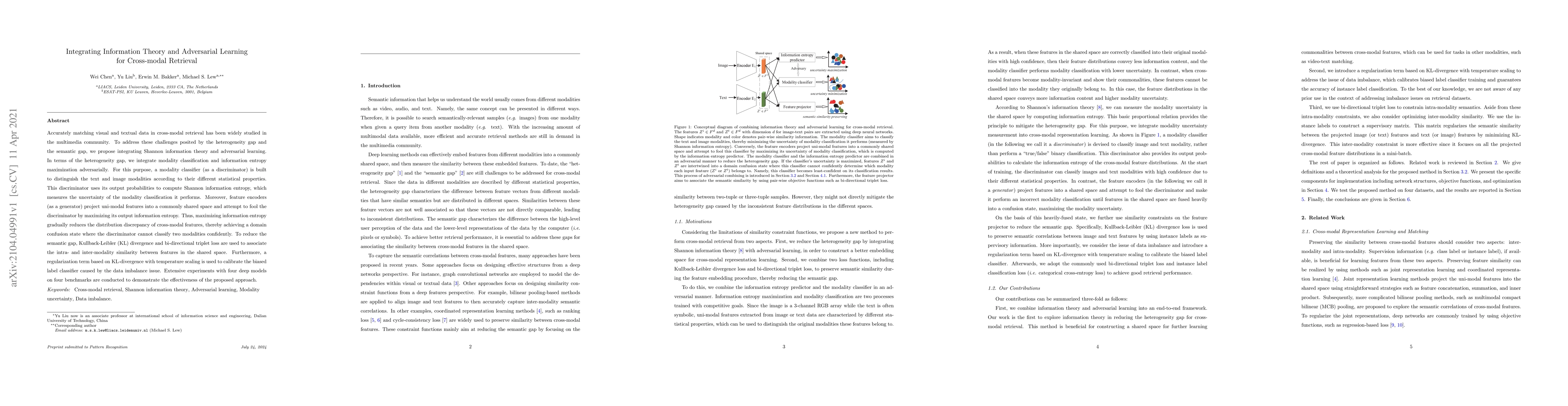 Thumbnail for Integrating Information Theory and Adversarial Learning for Cross-modal
  Retrieval