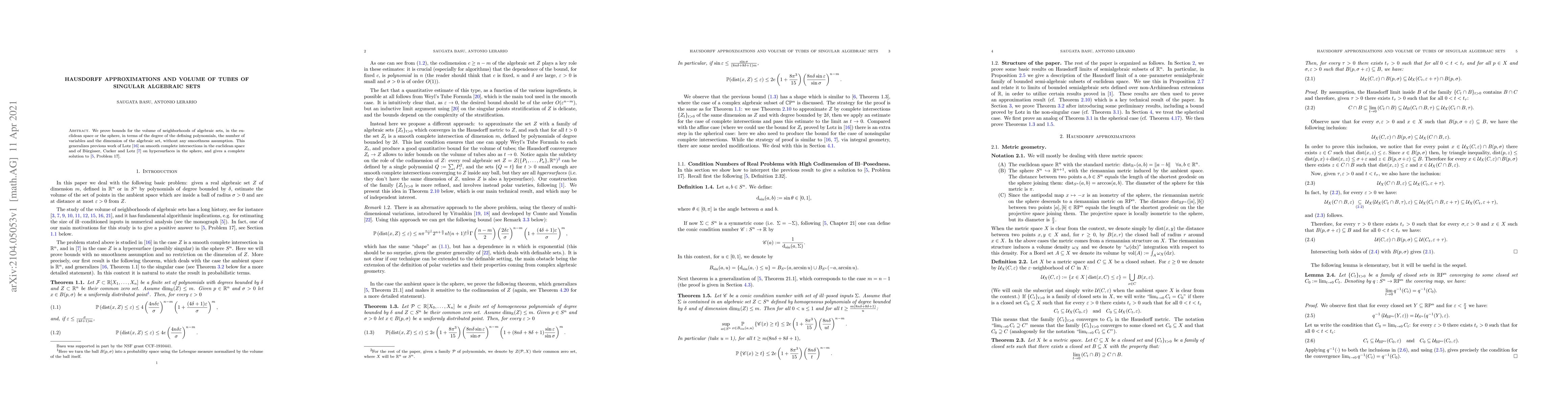 Thumbnail for Hausdorff approximations and volume of tubes of singular algebraic sets