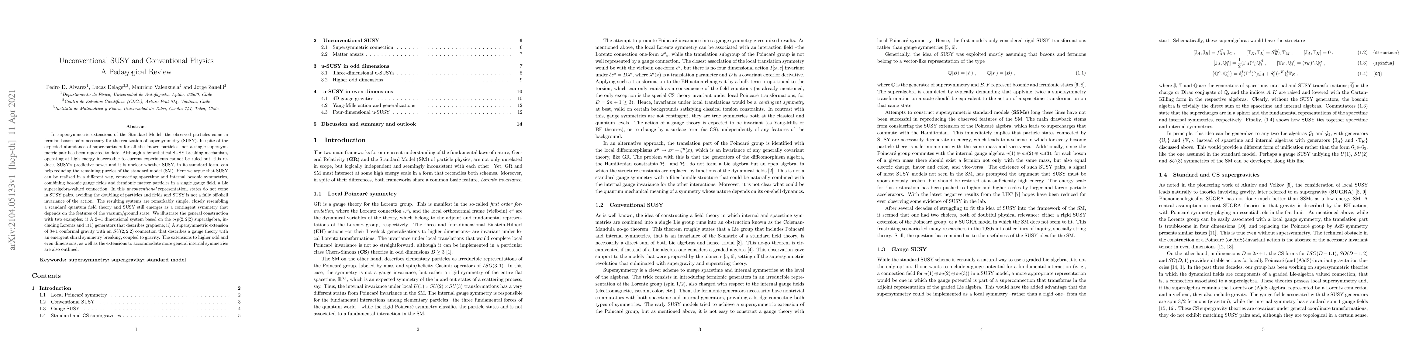 Thumbnail for Unconventional SUSY and Conventional Physics: A Pedagogical Review