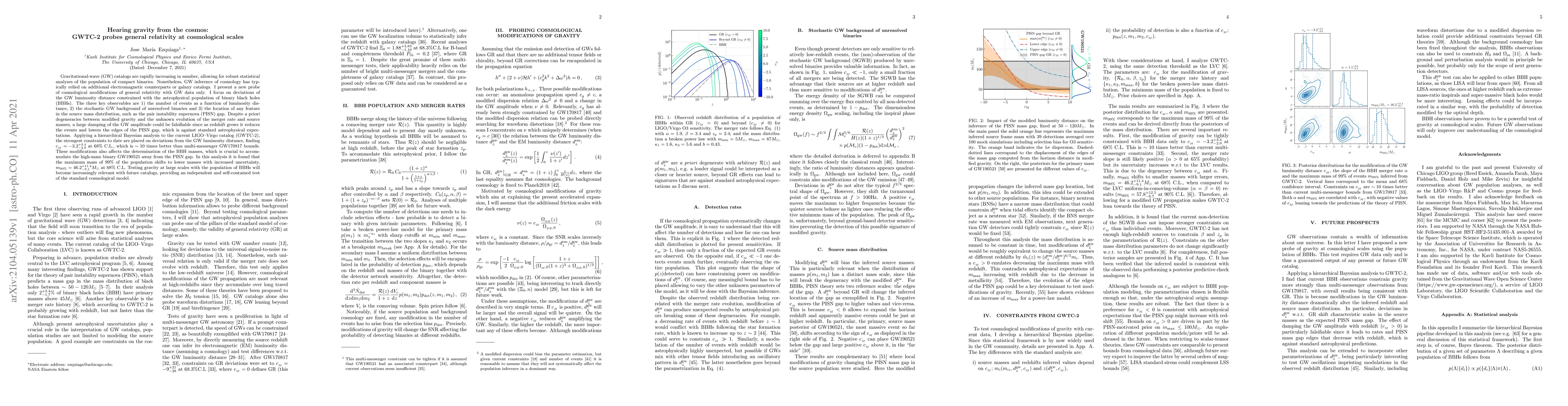 Thumbnail for Hearing gravity from the cosmos: GWTC-2 probes general relativity at
  cosmological scales