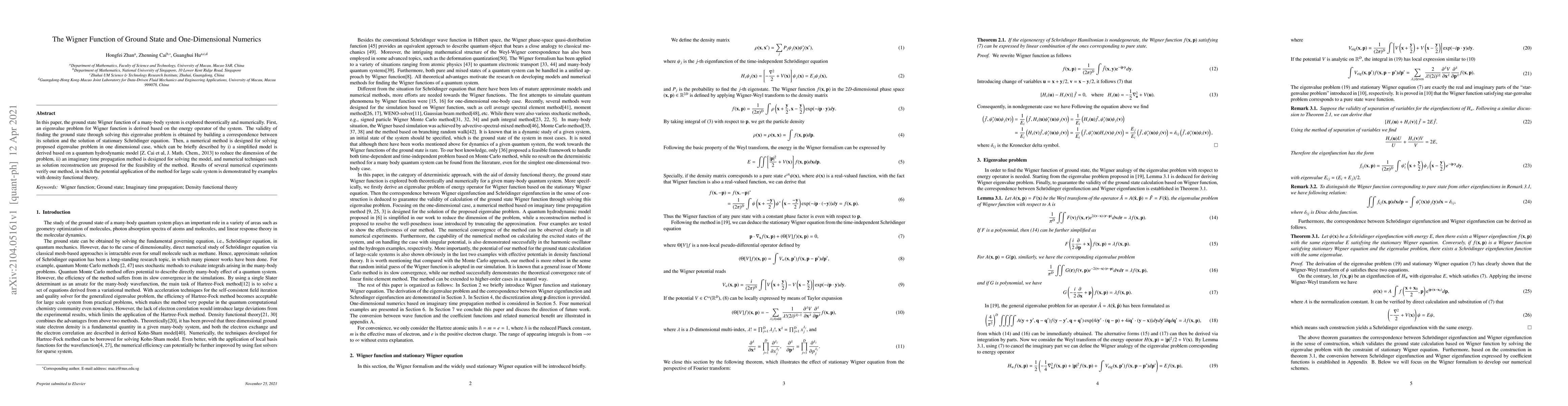 Thumbnail for The Wigner Function of Ground State and One-Dimensional Numerics