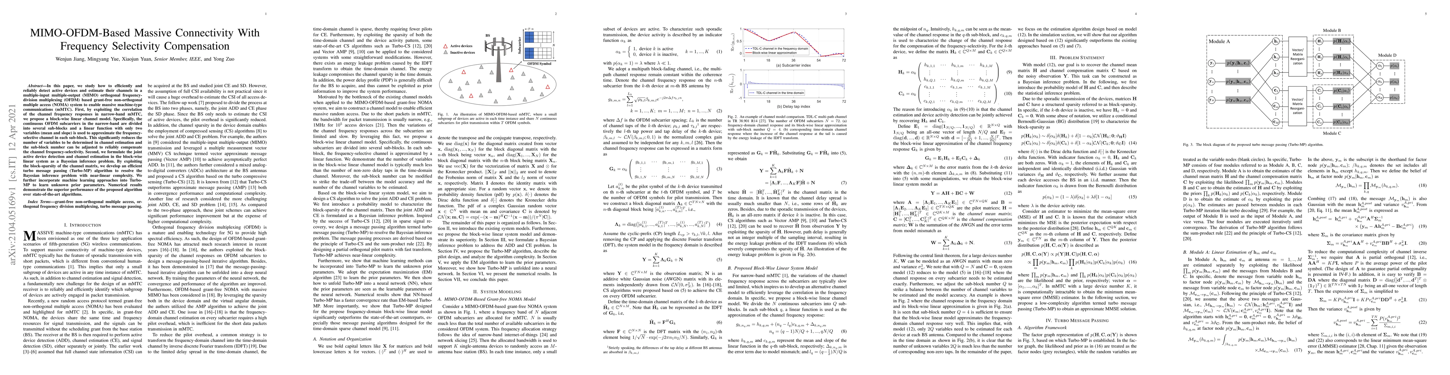 Thumbnail for MIMO-OFDM-Based Massive Connectivity With Frequency Selectivity
  Compensation
