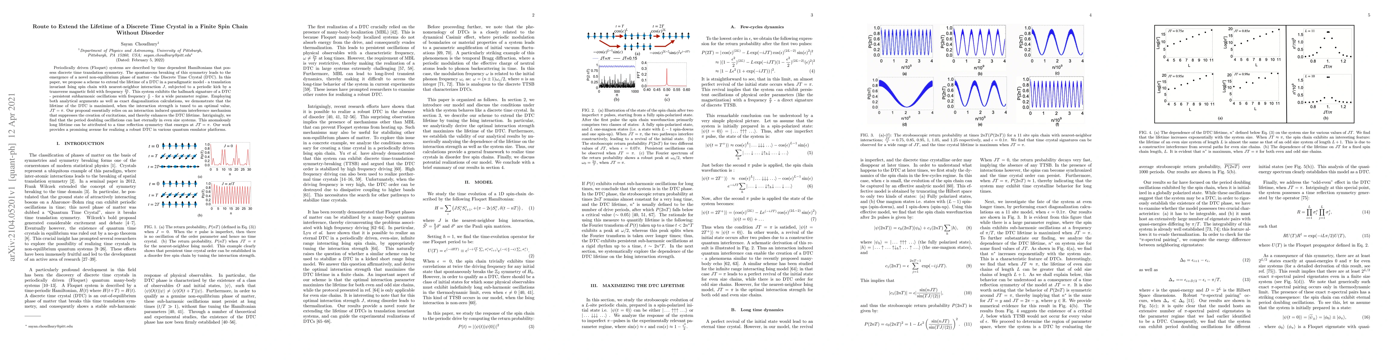 Thumbnail for Route to Extend the Lifetime of a Discrete Time Crystal in a Finite Spin
  Chain Without Disorder