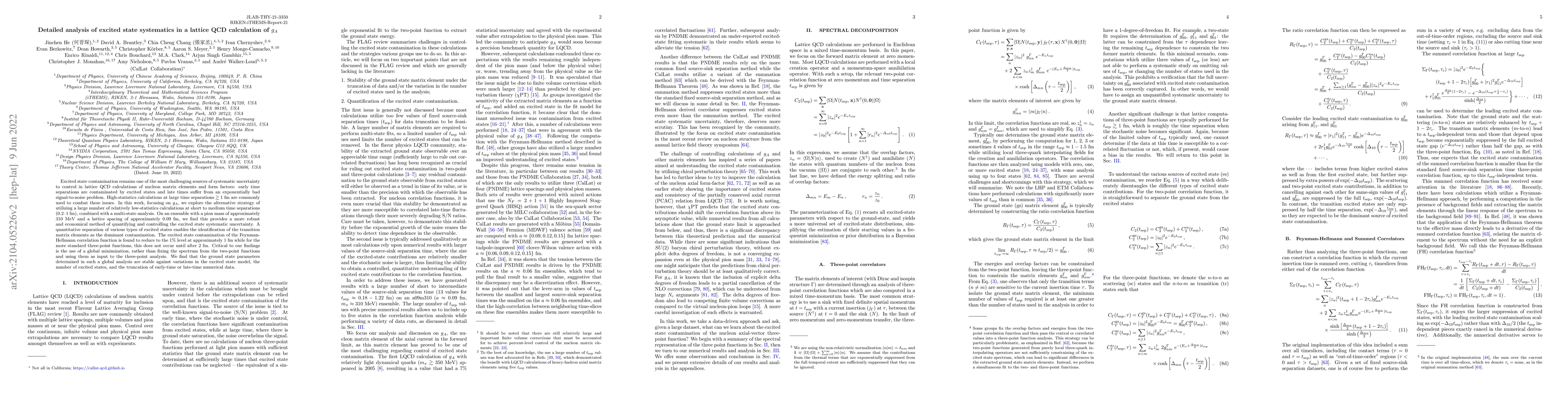 Thumbnail for Detailed analysis of excited state systematics in a lattice QCD
  calculation of $g_A$