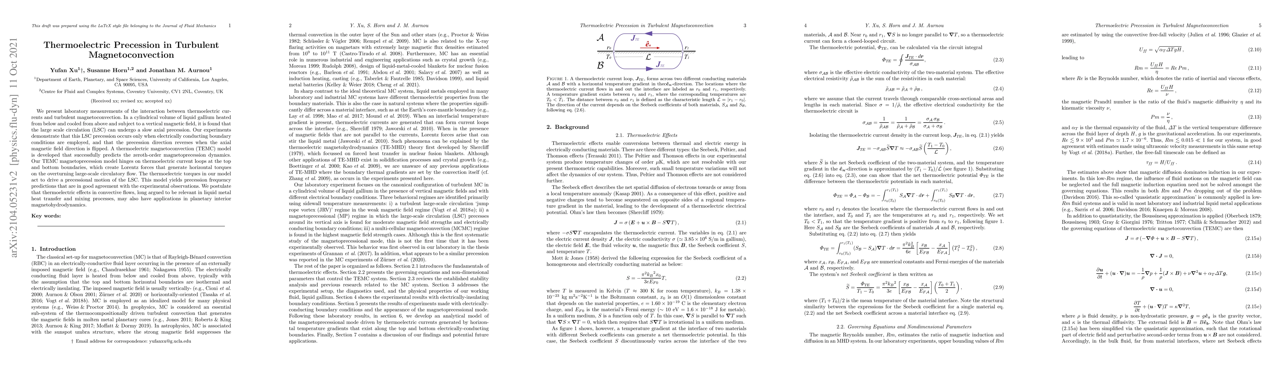 Thumbnail for Thermoelectric Precession in Turbulent Magnetoconvection