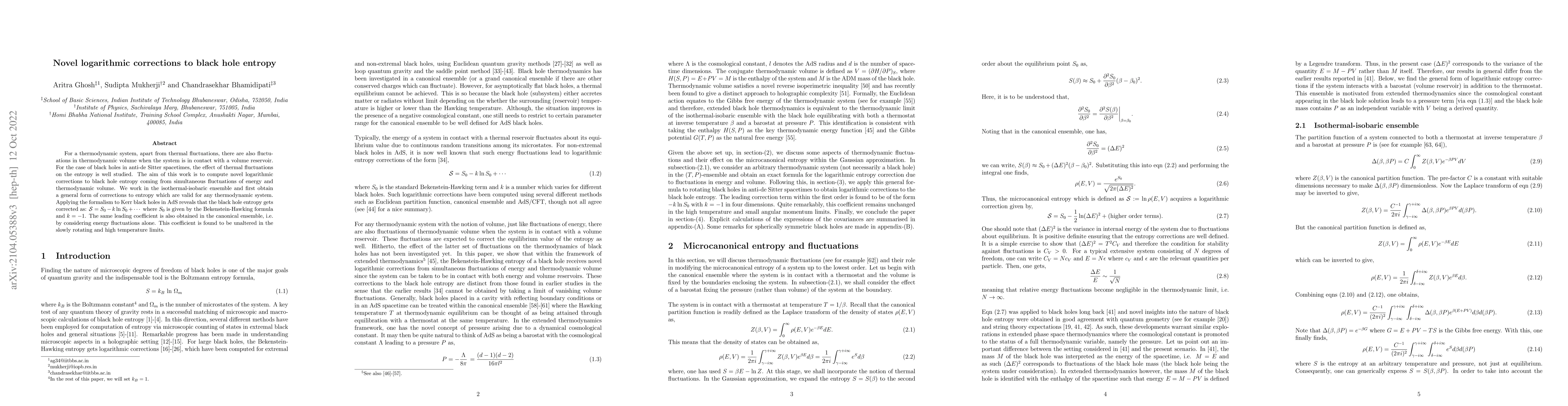 Thumbnail for Novel logarithmic corrections to black hole entropy