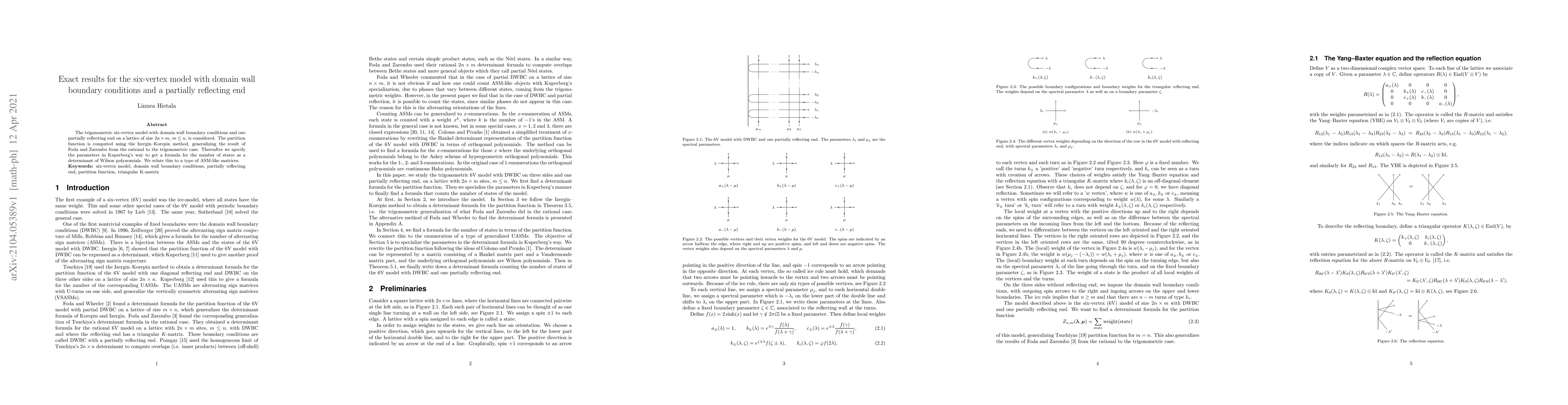 Thumbnail for Exact results for the six-vertex model with domain wall boundary
  conditions and a partially reflecting end