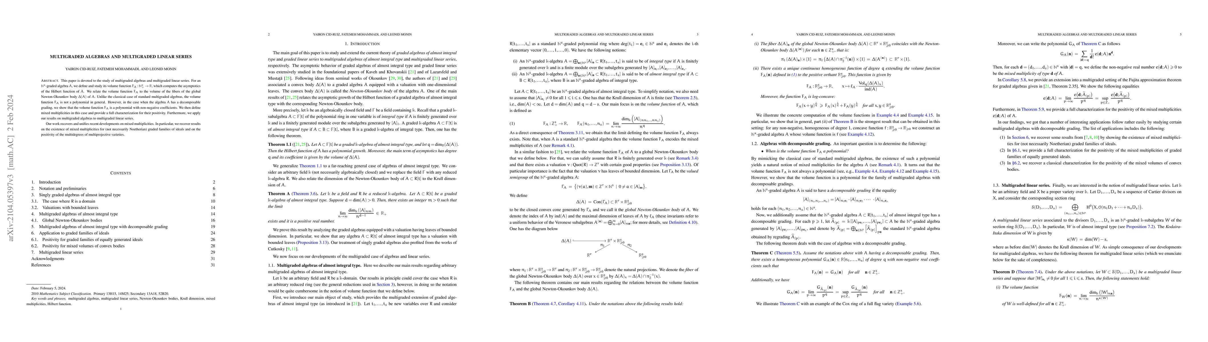 Thumbnail for Multigraded algebras and multigraded linear series