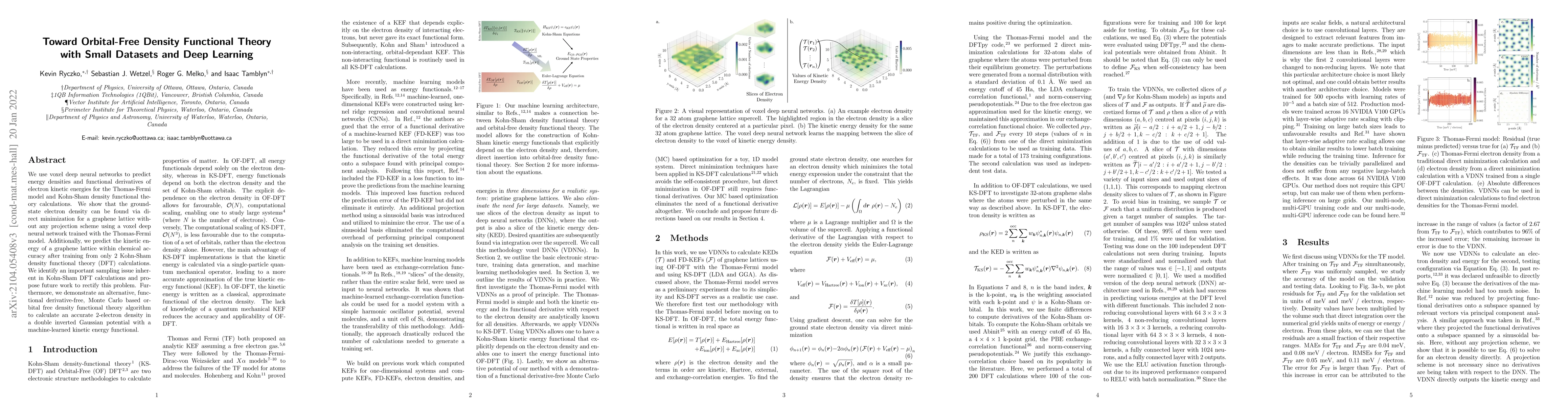 Thumbnail for Toward Orbital-Free Density Functional Theory with Small Data Sets and
  Deep Learning