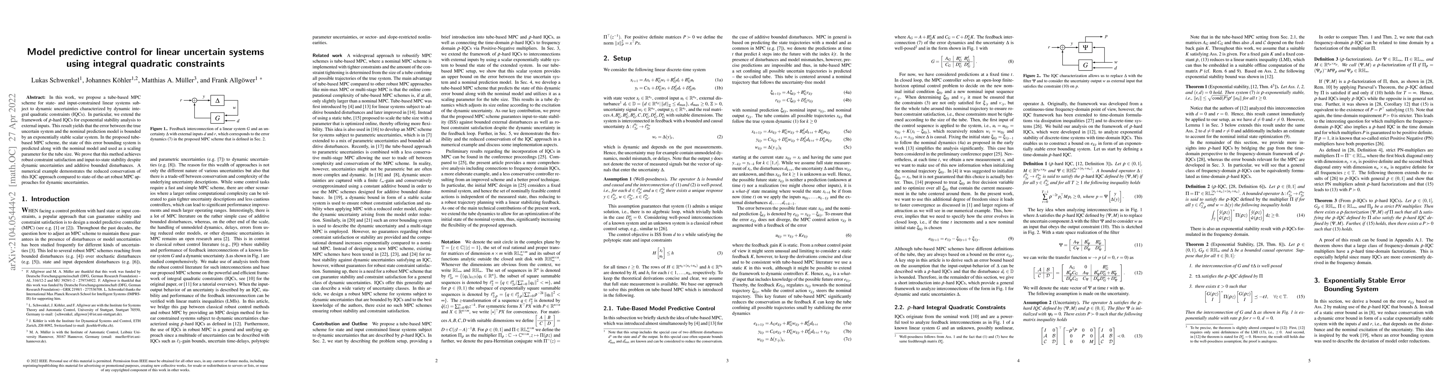 Thumbnail for Model predictive control for linear uncertain systems using integral
  quadratic constraints