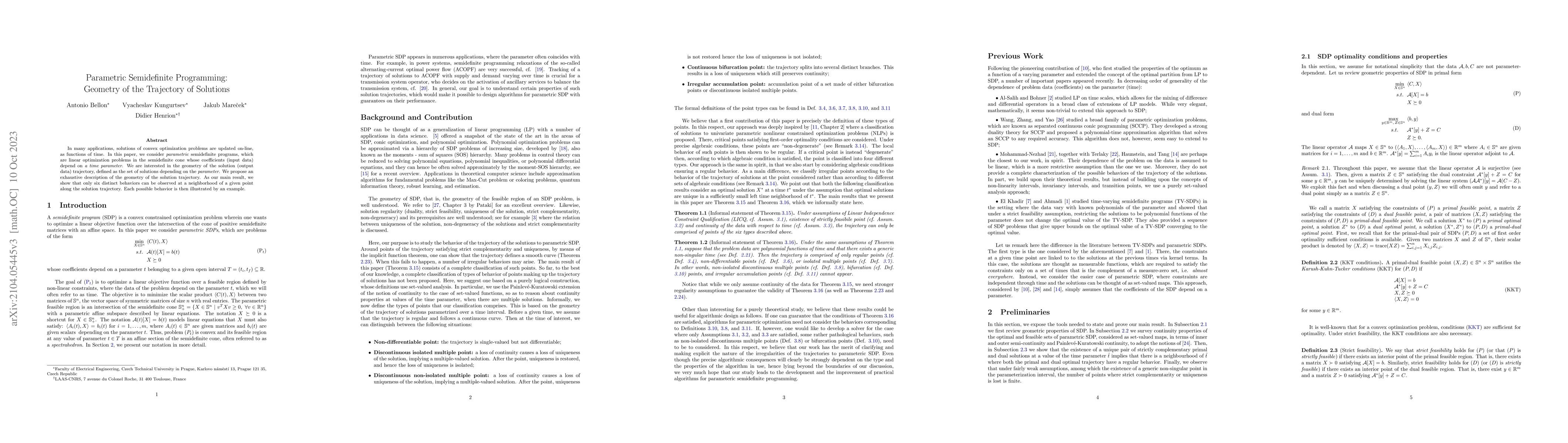 Thumbnail for Parametric Semidefinite Programming: Geometry of the Trajectory of
  Solutions