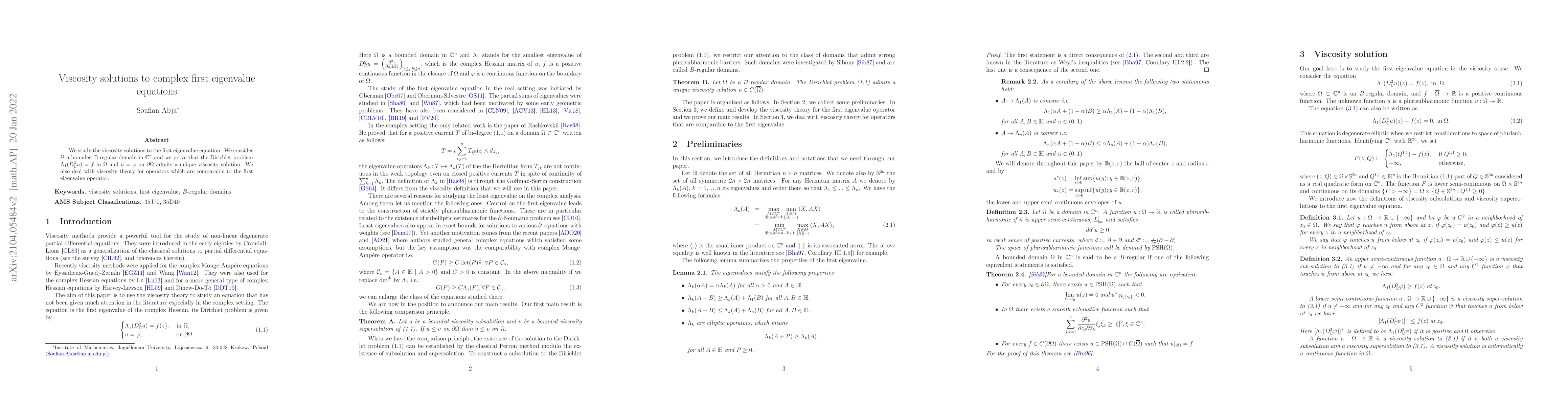 Thumbnail for Viscosity solutions to complex first eigenvalue equations