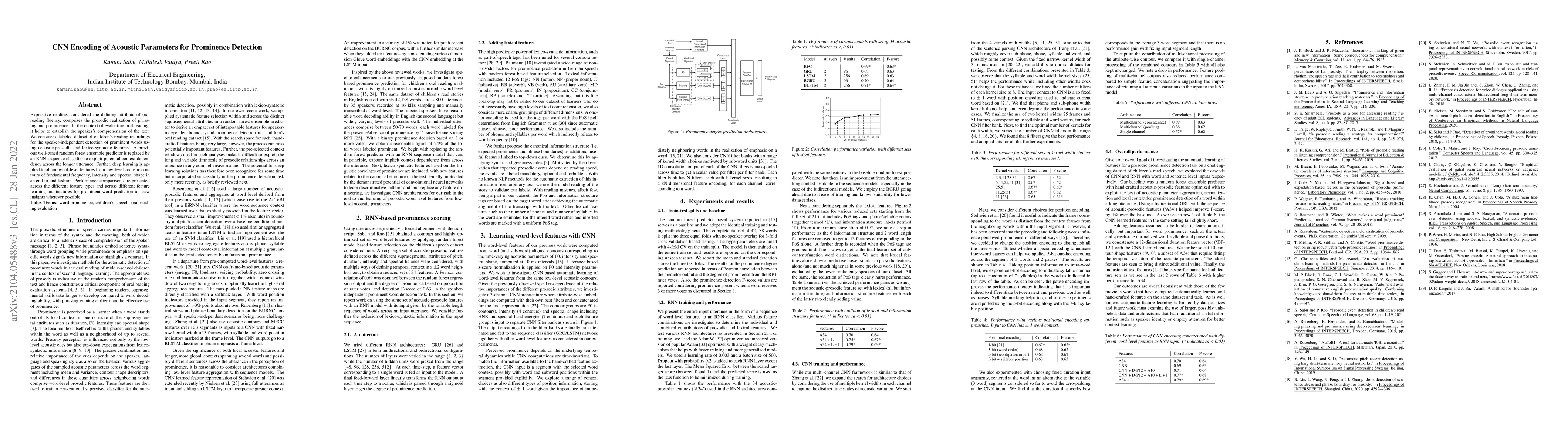 Thumbnail for CNN Encoding of Acoustic Parameters for Prominence Detection