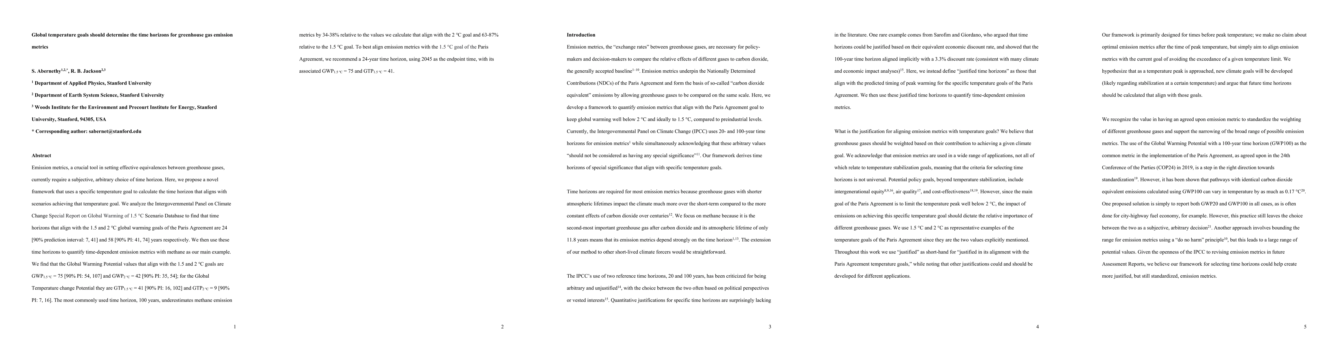 Thumbnail for Global temperature goals should determine the time horizons for
  greenhouse gas emission metrics