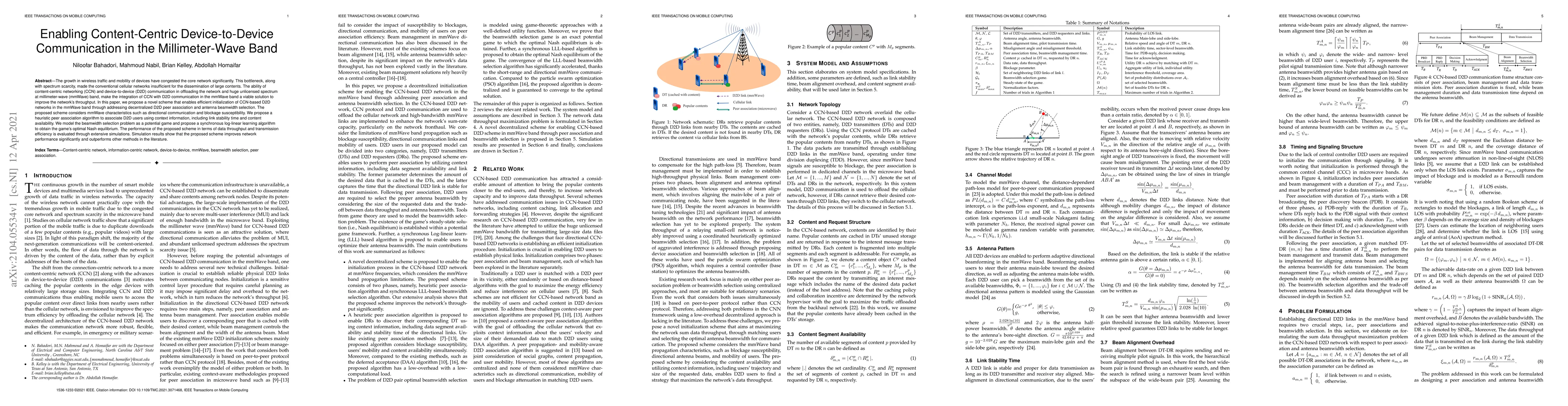Thumbnail for Enabling Content-Centric Device-to-Device Communication in the
  Millimeter-Wave Band