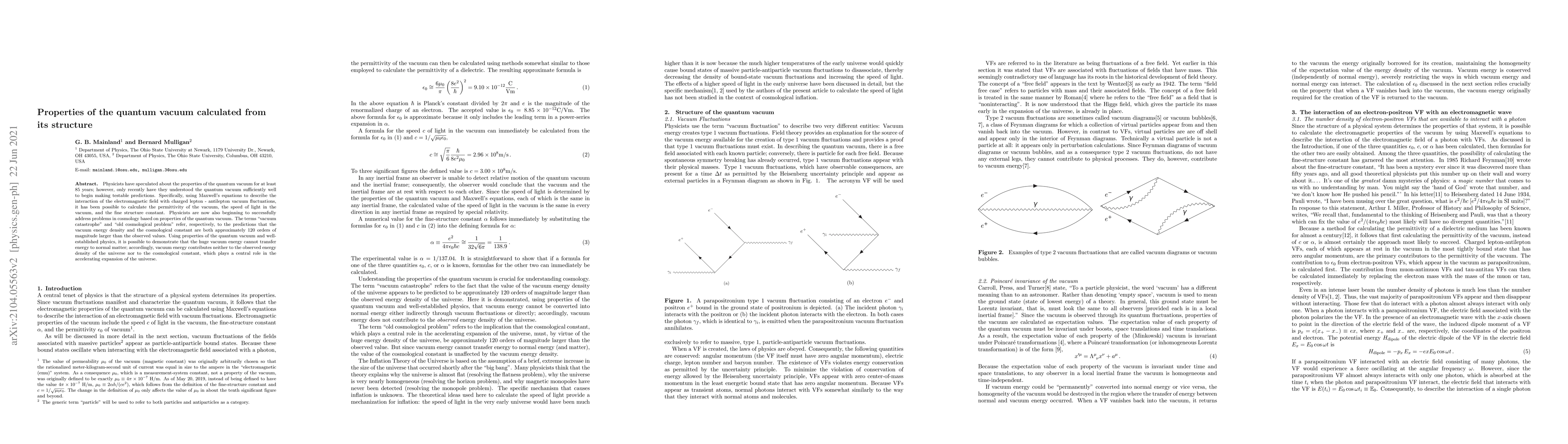 Thumbnail for Properties of the quantum vacuum calculated from its structure
