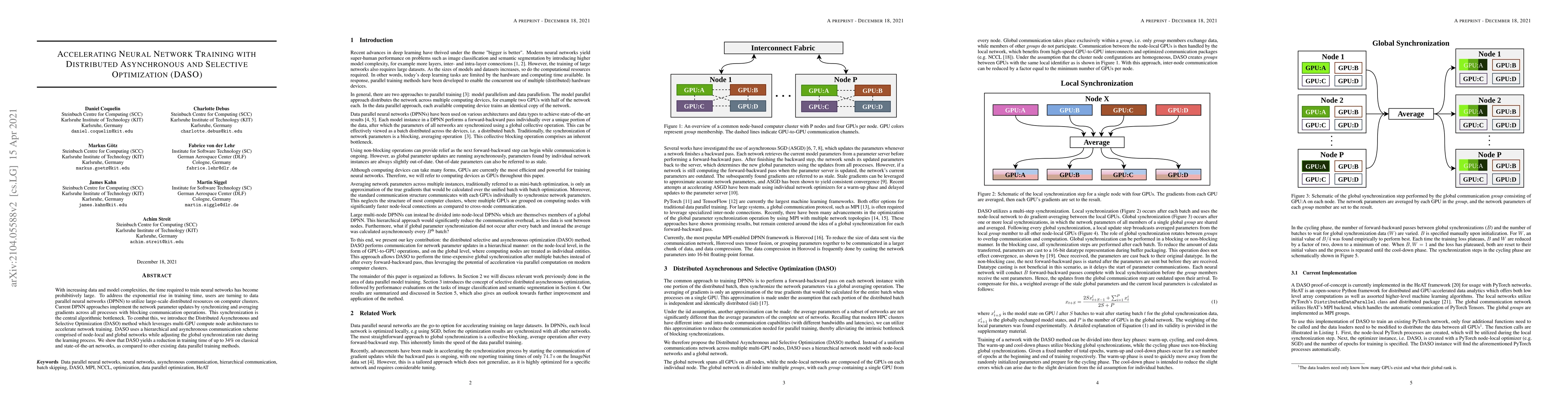 Thumbnail for Accelerating Neural Network Training with Distributed Asynchronous and
  Selective Optimization (DASO)