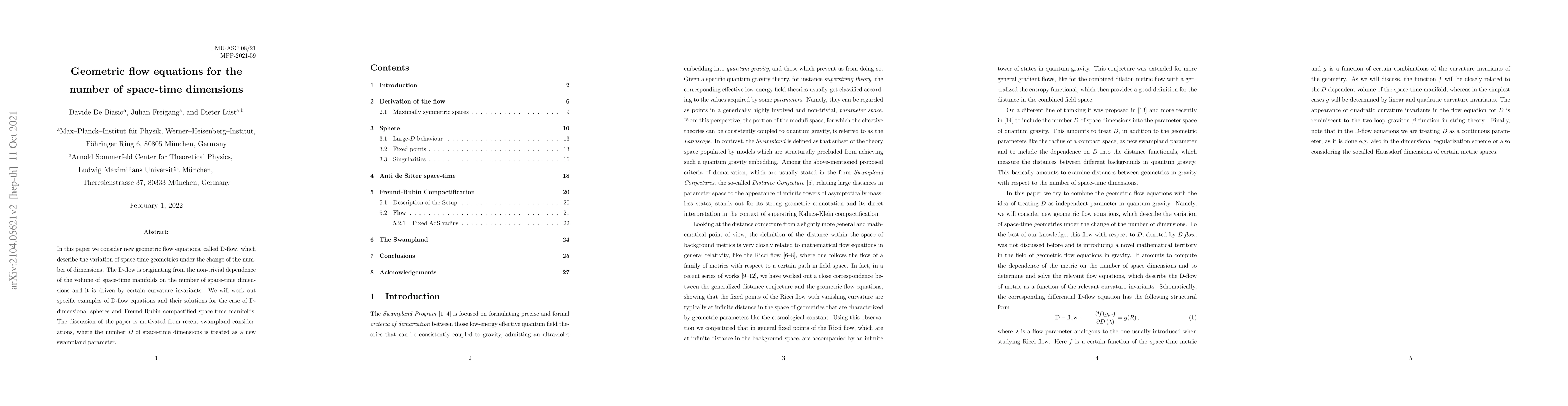 Thumbnail for Geometric flow equations for the number of space-time dimensions