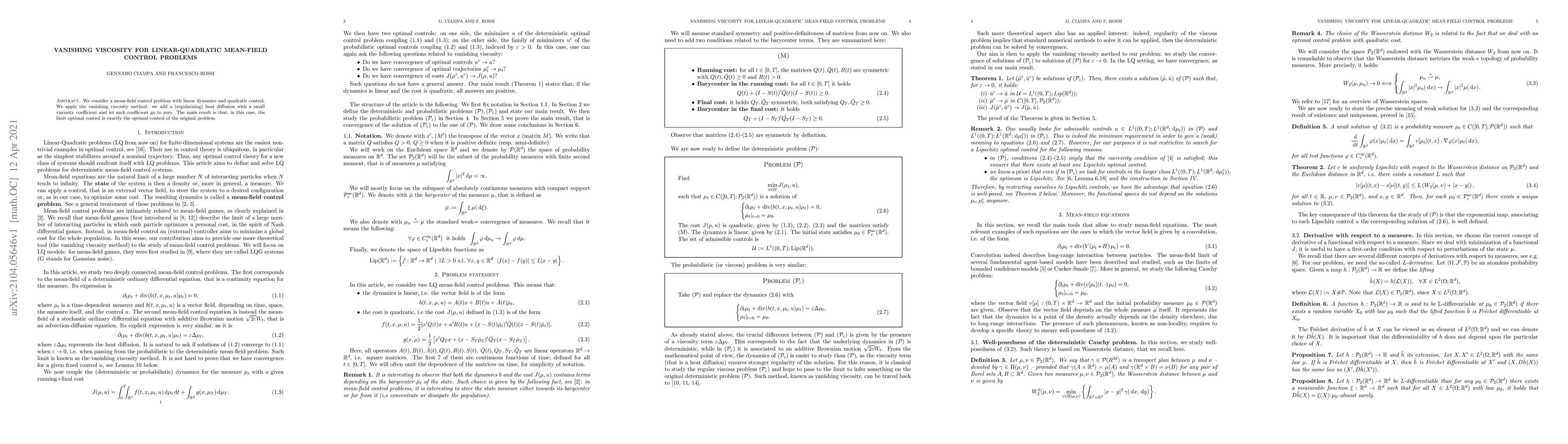 Thumbnail for Vanishing viscosity for linear-quadratic mean-field control problems