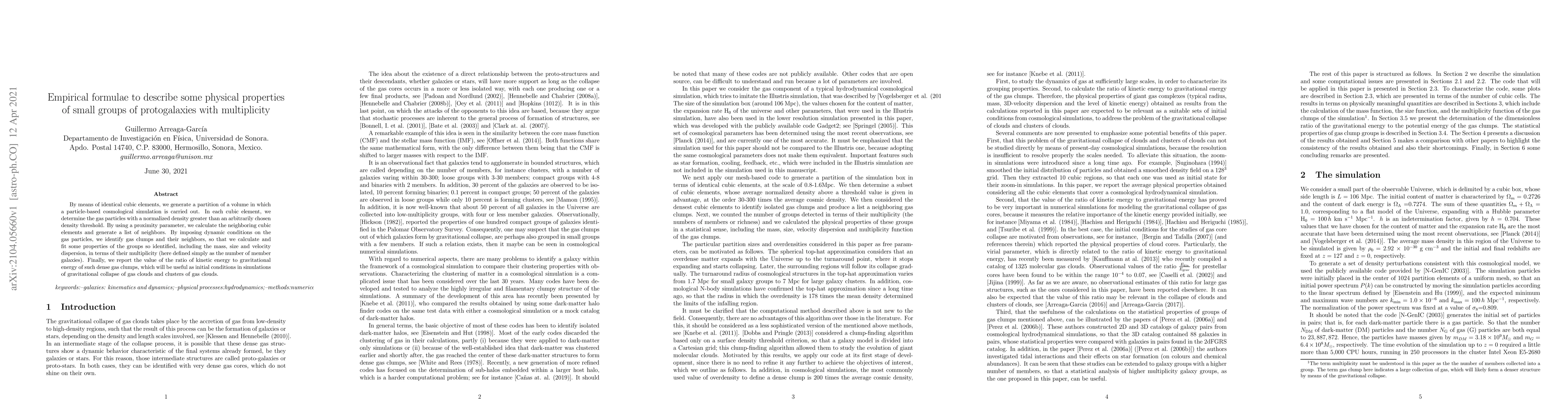 Thumbnail for Empirical formulae to describe some physical properties of small groups
  of protogalaxies with multiplicity
