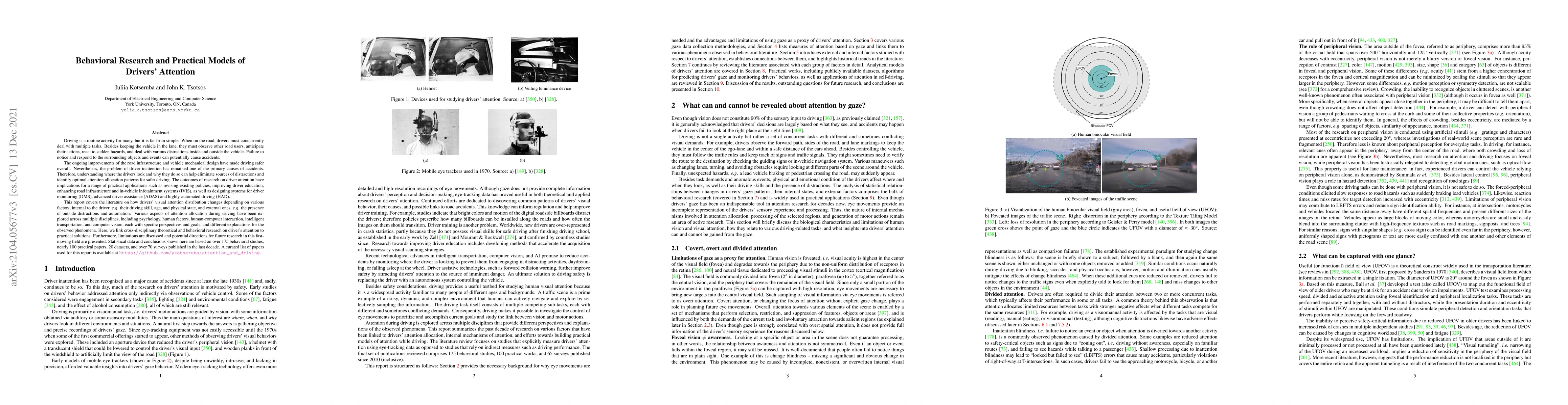 Thumbnail for Behavioral Research and Practical Models of Drivers' Attention