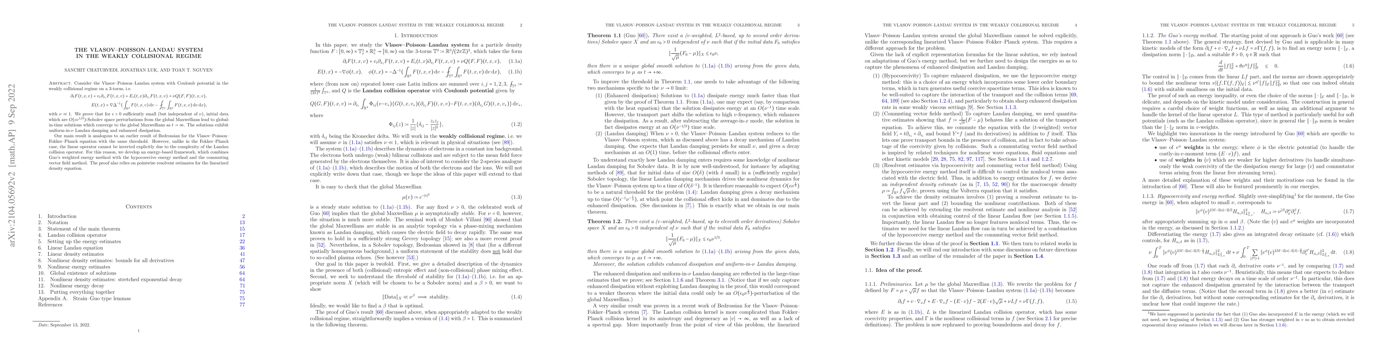 Thumbnail for The Vlasov--Poisson--Landau system in the weakly collisional regime