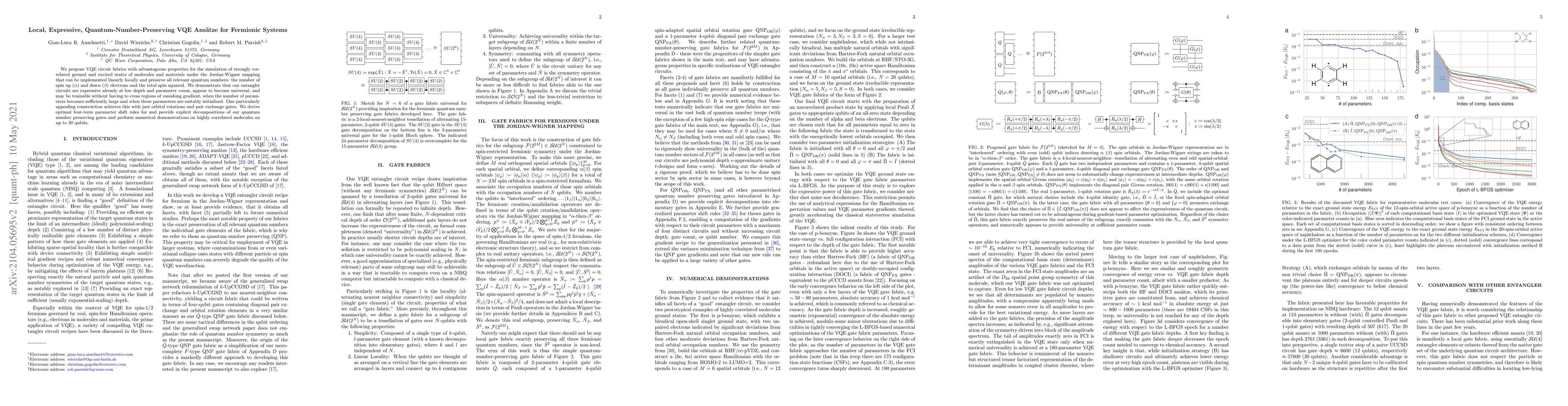 Thumbnail for Local, Expressive, Quantum-Number-Preserving VQE Ansatze for Fermionic
  Systems