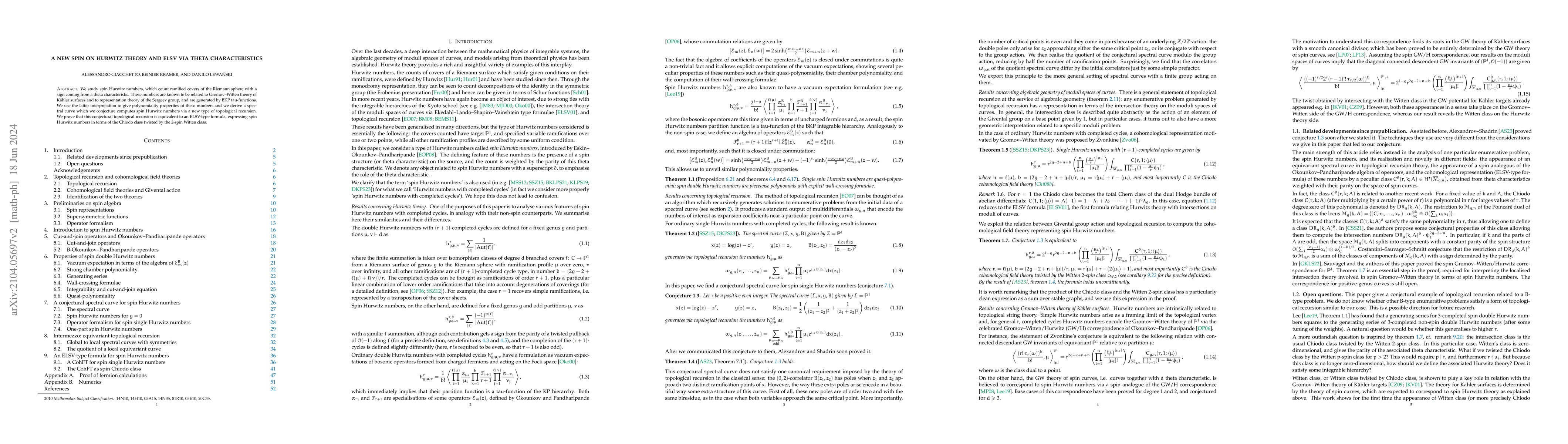 Thumbnail for A new spin on Hurwitz theory and ELSV via theta characteristics