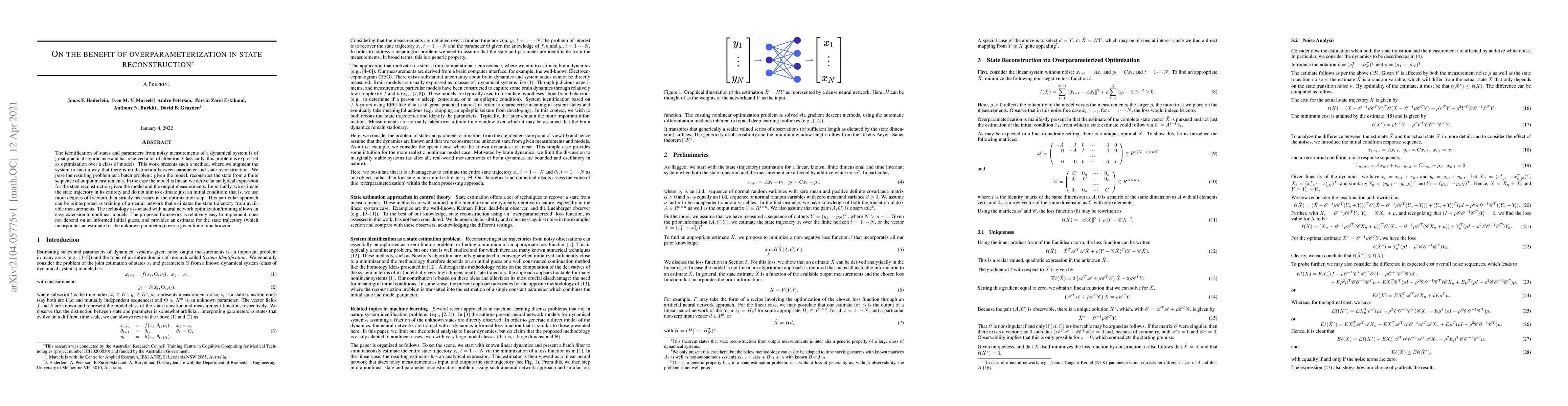 Thumbnail for On the benefit of overparameterization in state reconstruction