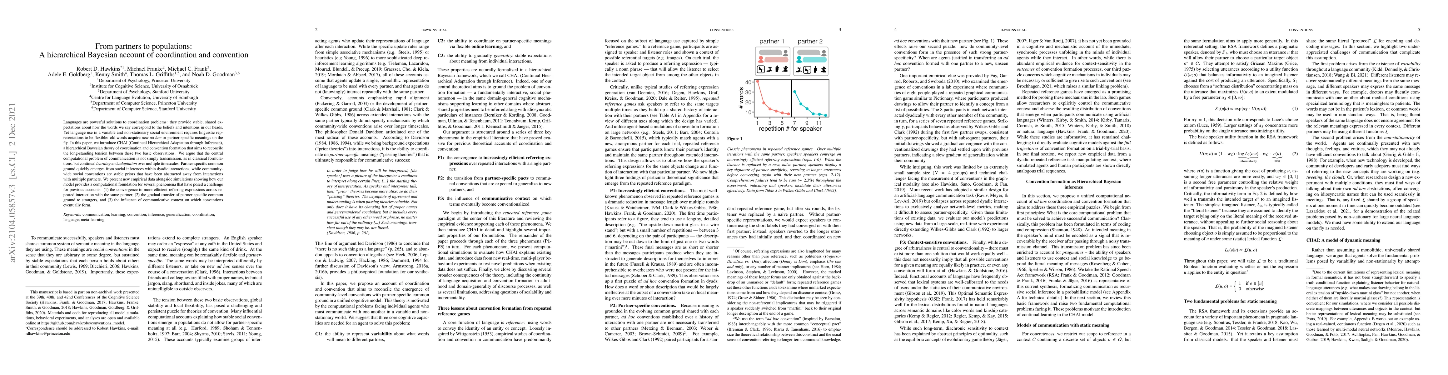Thumbnail for From partners to populations: A hierarchical Bayesian account of
  coordination and convention