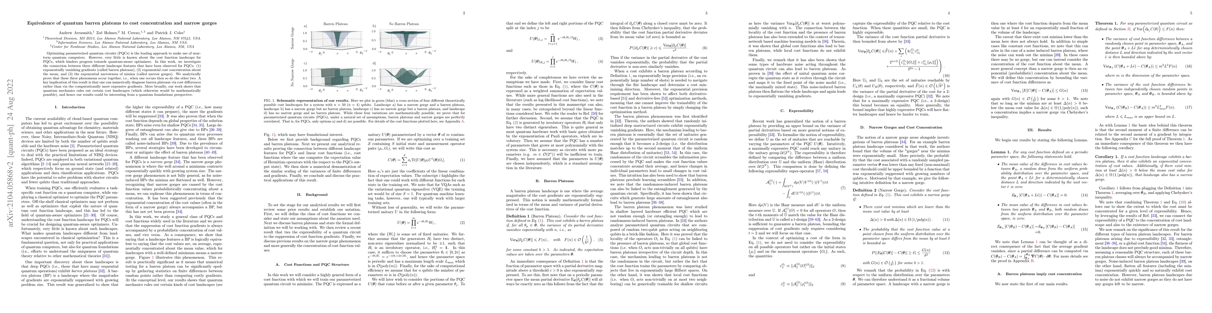 Thumbnail for Equivalence of quantum barren plateaus to cost concentration and narrow
  gorges