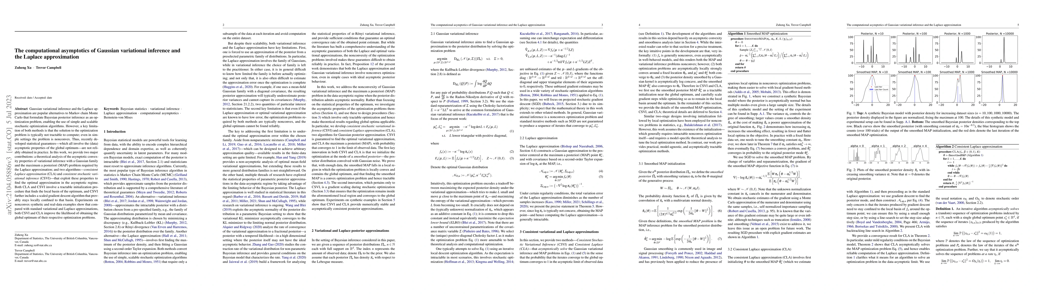 Thumbnail for The computational asymptotics of Gaussian variational inference and the
  Laplace approximation