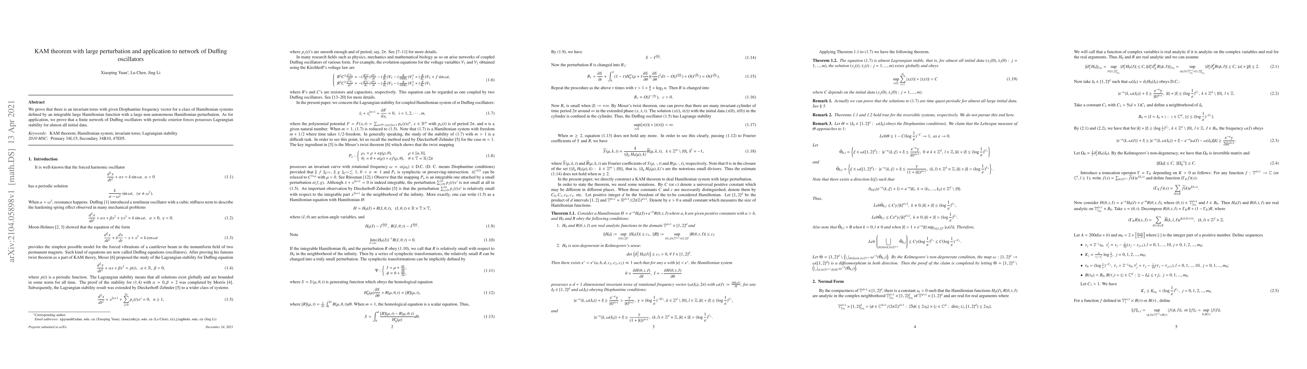 Thumbnail for KAM theorem with large perturbation and application to network of
  Duffing oscillators