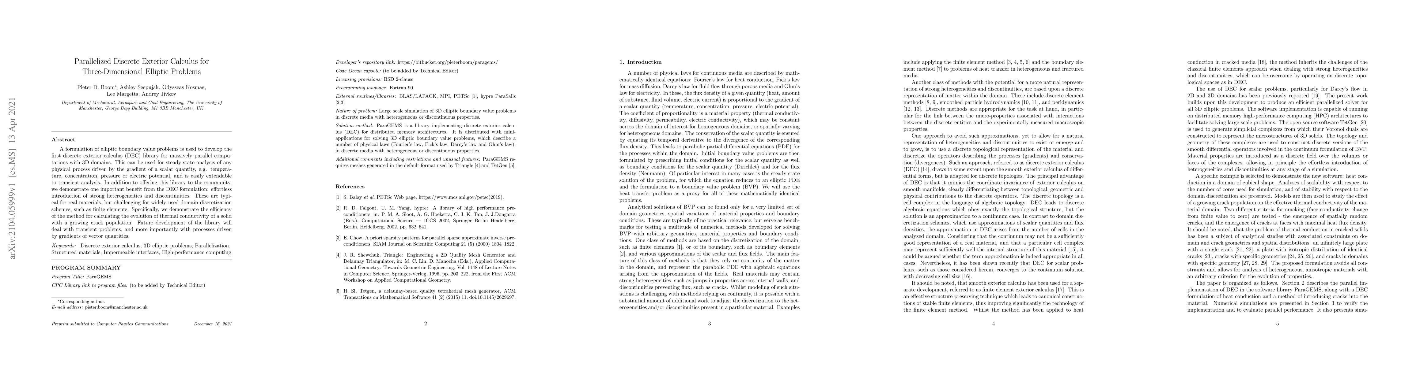 Thumbnail for Parallelized Discrete Exterior Calculus for Three-Dimensional Elliptic
  Problems
