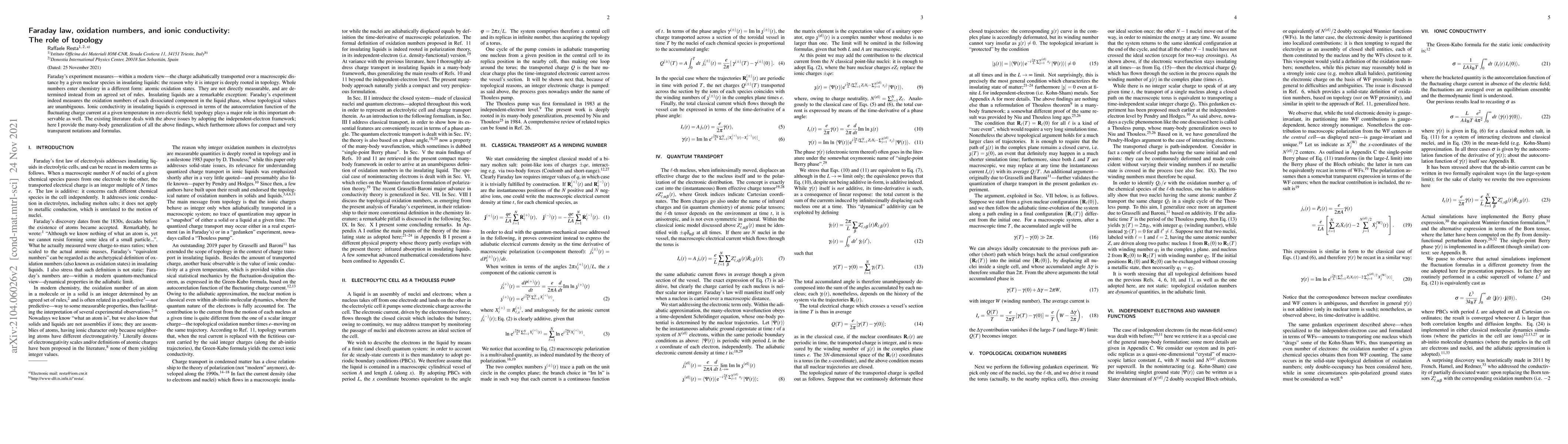 Thumbnail for Faraday law, oxidation numbers, and ionic conductivity: The role of
  topology